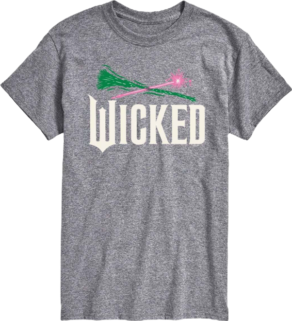 Men's Wicked Part 2 Broom and Wand Logo Graphic Printed Short-Sleeve T-Shirt