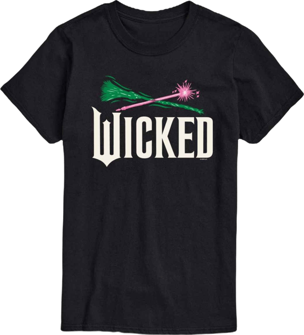 Men's Wicked Part 2 Broom and Wand Logo Graphic Printed Short-Sleeve T-Shirt