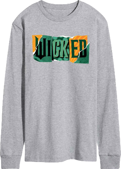 Men's Wicked Part 2 Ripped Logo Graphic Printed Long-Sleeve T-Shirt