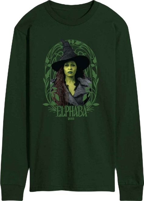 Men's Wicked Part 2 Art Noveau Frame Elphaba Graphic Printed Long-Sleeve T-Shirt