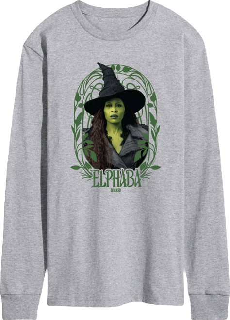 Men's Wicked Part 2 Art Noveau Frame Elphaba Graphic Printed Long-Sleeve T-Shirt