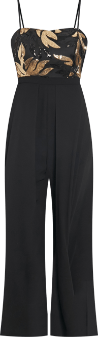 Petite Sequin-Bodice Wide-Leg Jumpsuit