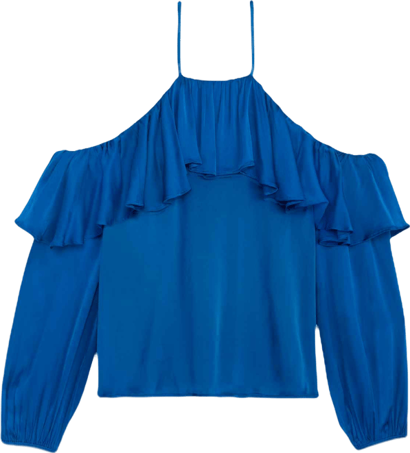 Women's Long-Sleeve Cold-Shoulder Ruffle Blouse, Macy's Exclusive