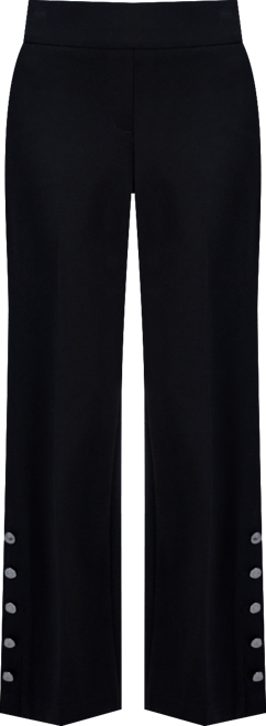 Women's High-Rise Wide-Leg Button-Hem Pants