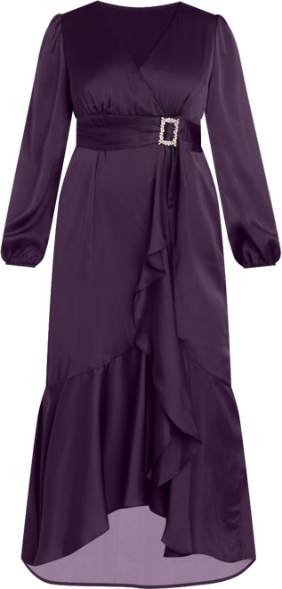 Women's Long-Sleeve Faux Wrap Dress