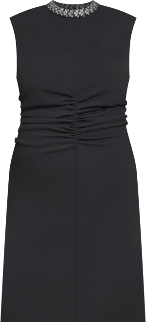 Plus Size Side Ruched Jewel Neck Dress