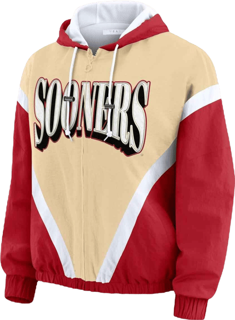 Women's Gold/Crimson Oklahoma Sooners Color Block Full-Zip Hoodie Windbreaker Jacket