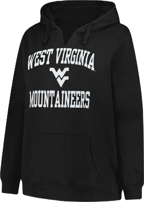 Women's Black West Virginia Mountaineers Plus Size Heart Soul Notch Neck Pullover Hoodie