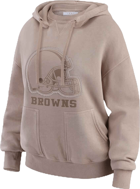 Women's Tan Cleveland Browns Washed Pullover Crewdie
