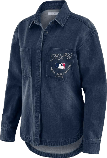 Women's Denim Mlb Washed Oversized Denim Full-Snap Shacket