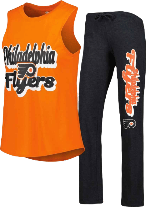Women's 2-Piece Heather Orange/Black Philadelphia Flyers Meter Muscle Tank Top and Pants Sleep Set