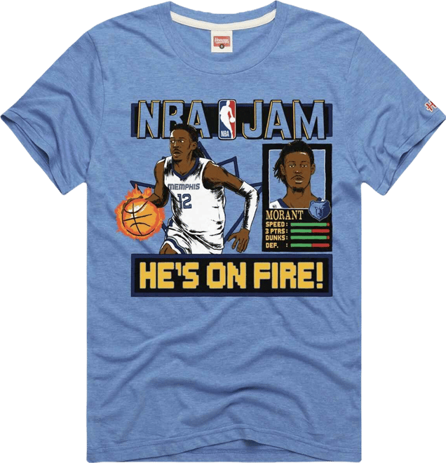 Men's and Women's Ja Morant Light Blue Memphis Grizzlies Nba Jam Tri-Blend T-Shirt