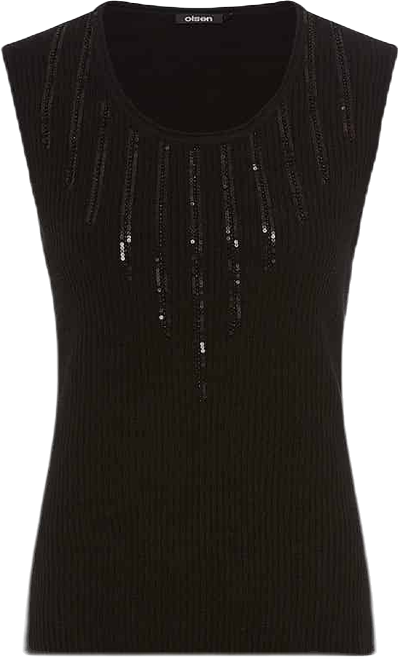 Women's Rib Knit Shell with Sequin Detail