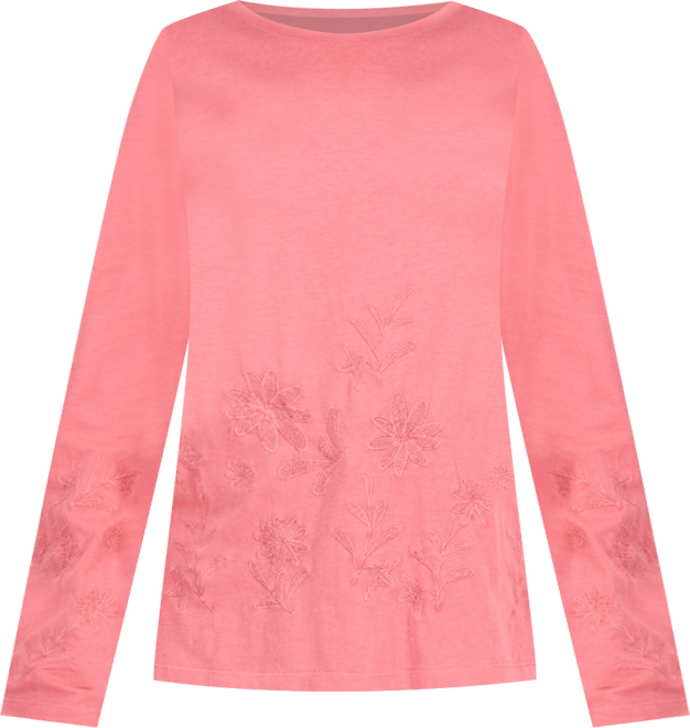 Women's Embroidered Boat-Neck Long-Sleeve Top, Macy's Exclusive