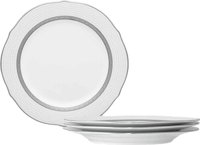 Charlotta Platinum 4 Piece 9'' Scalloped Accent Plates Set, Service for 4