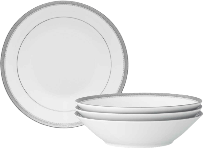 Charlotta Platinum 4 Piece 7.5" Soup Bowls Set, 12 oz, Service for 4