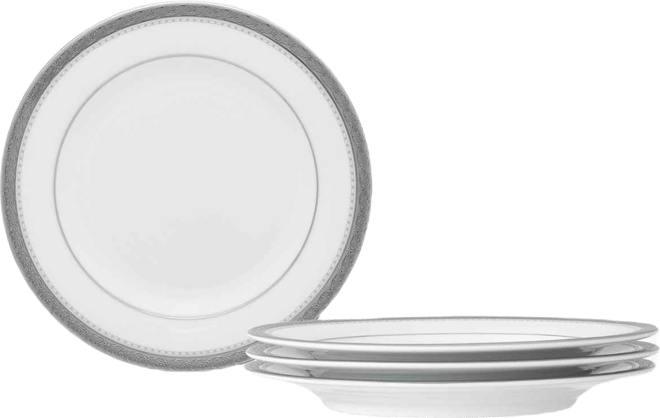 Charlotta Platinum 4 Piece Bread Butter and Appetizer Plates Set, Service for 4