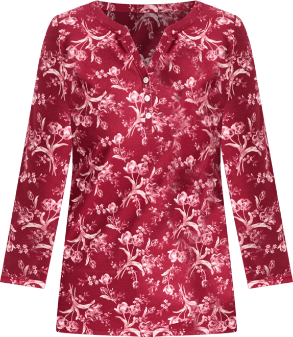 Petite Paisley-Print Henley Top, Macy's Exclusive