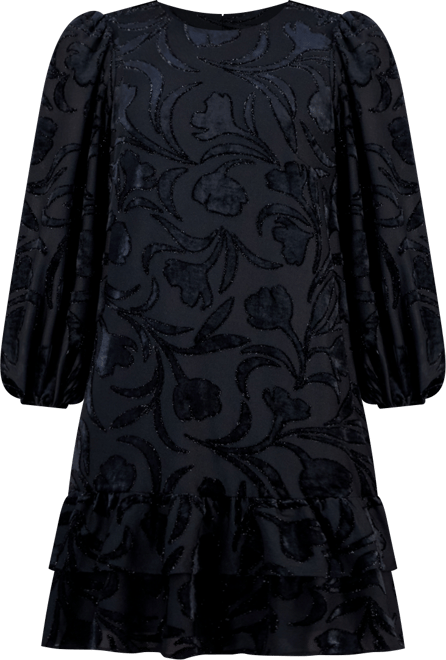 Petite Balloon Sleeve Burnout Velvet Dress