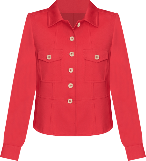 Women's Military Style Button Front Twill Jacket