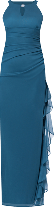 Betsy & Adam Petite Ruched Embellished Gown