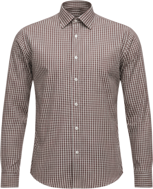 Men's Regular-Fit Spread Collar Tartan Plaid Dress Shirt