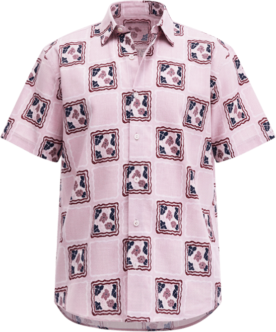 Men's Short Sleeve Mosaic Print Button-Front Shirt, Macy's Exclusive