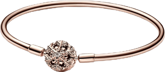 Rose Gold Plated Snowflake Clasp Bangle Bracelet