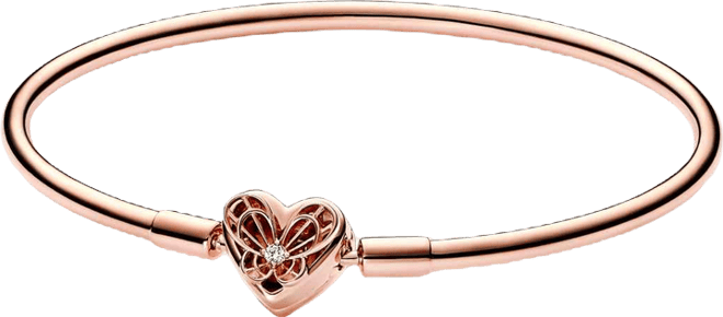 Rose Gold Plated Heart Clasp Bangle Bracelet