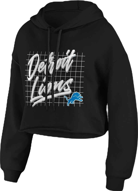 Women's  Black Detroit Lions Domestic Cropped Pullover Hoodie