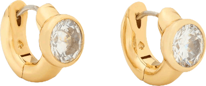 Cubic Zirconia Sparkling Round Huggie Earrings