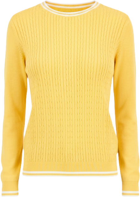 Women's Cotton Cable Knit Crewneck Sweater