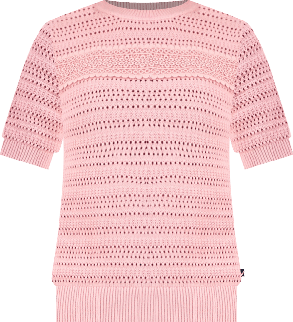 Nautica Women's Cotton Lace-Front Short-Sleeve Sweater