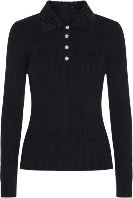 Women's Black Label Beaded Collar Sweater