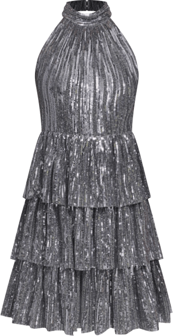 Women's Social Sequined Halter Neck Dress