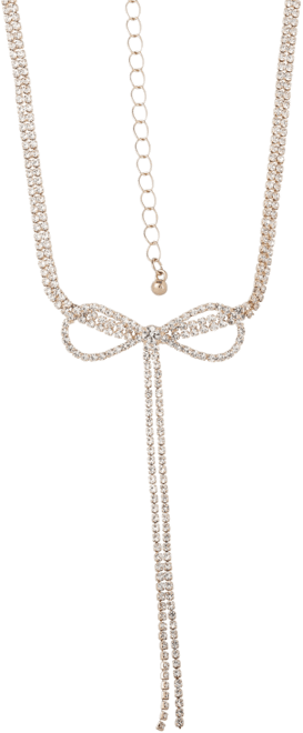 Crystal Double Strand Bow Lariat Necklace