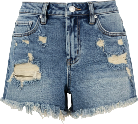 Juniors' Ripped Denim Festival Shorts