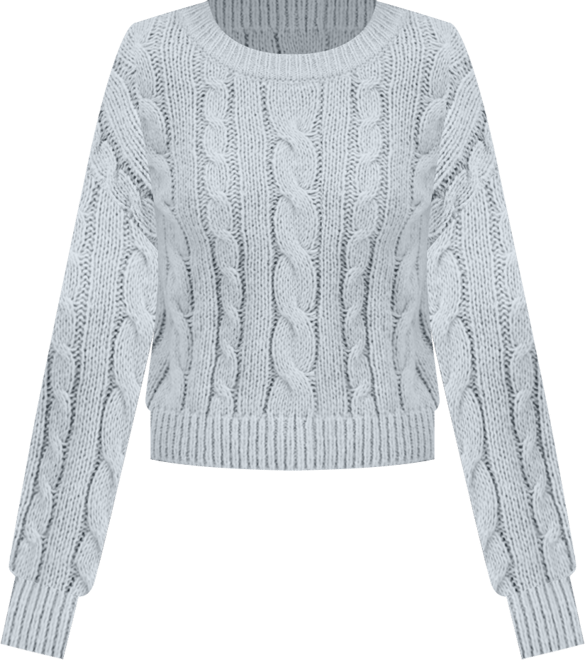 Juniors' Chunky Cable-Knit Crewneck Sweater