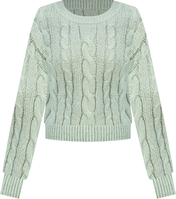 Juniors' Chunky Cable-Knit Crewneck Sweater