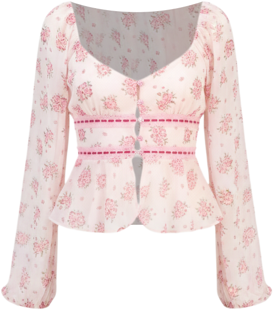 Juniors' Long Sleeve Button-Front Blouse