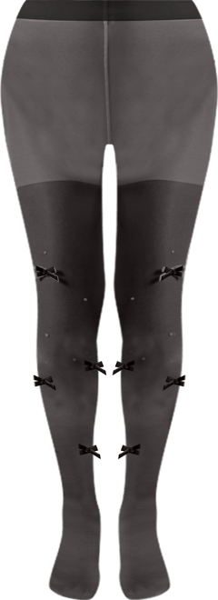 Women's Sheer Fashion Velvet Bows and Faux Pearl Studded Tights