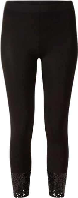 Women's Opaque Sequin-Trimmed Footless Tights