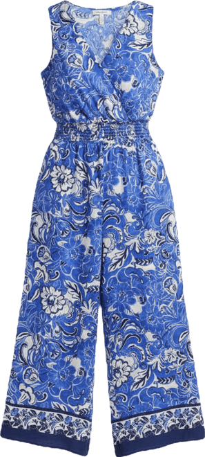 Juniors' Resort Print V-Neck Jumpsuit