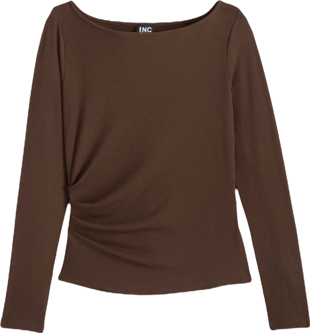 Petite Rib-Knit Asymmetric Top, Macy's Exclusive