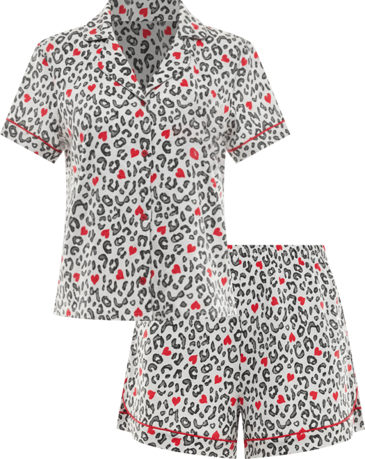 Women's Short Sleeve Notch Collar and Shorts Set