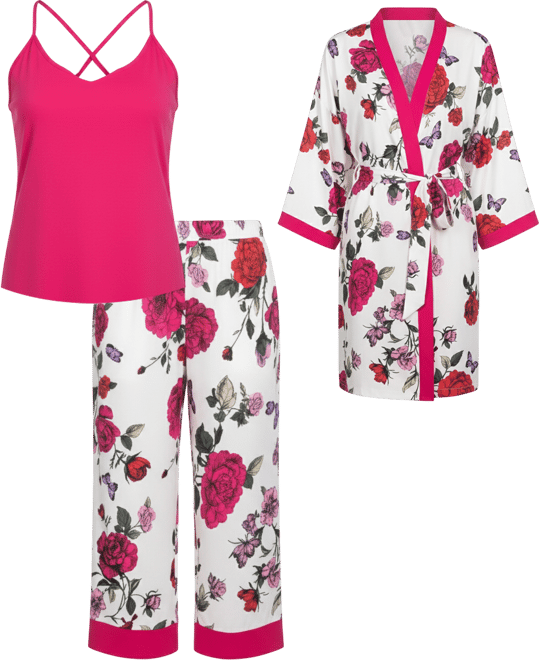 Women's Sleepwear Velvet Trimmed Kiss 3-Pc. Set