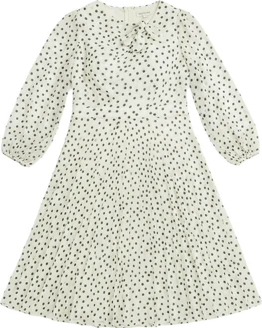 Danny & Nicole Womens Plus Midi Asymmetrical Neck Long Sleeve Balloon Polka  Dot Fit + Flare Dress, Color: Ivory Black - JCPenney