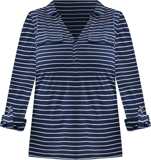 Plus Size Collared V-Neck Knit Top, Macy's Exclusive