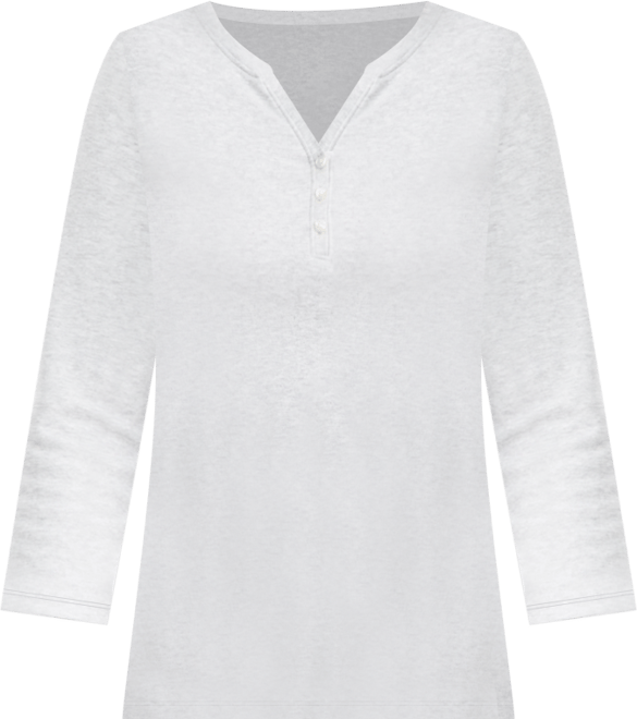 Petite Cotton Knit Henley 3/4-Sleeve Top, Created for Macy's