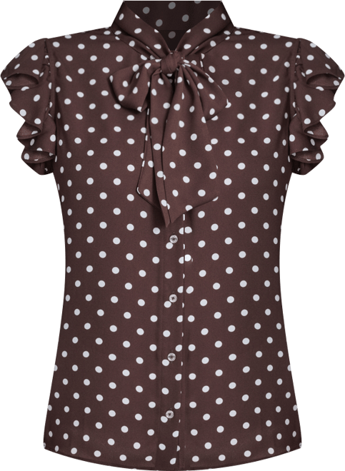 Women's Dot Tie Neck Top
